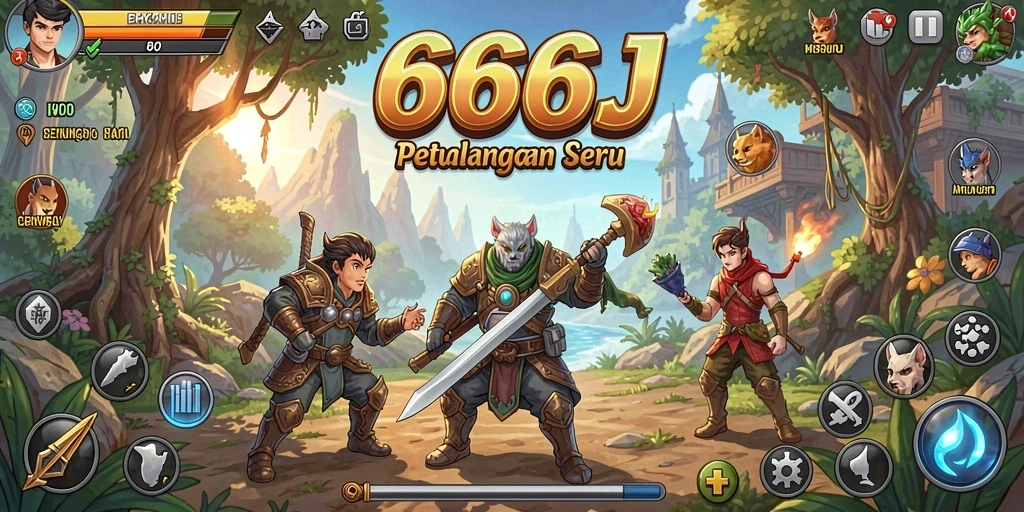 Tampilan visual menakjubkan dari gameplay 666J yang menantang.