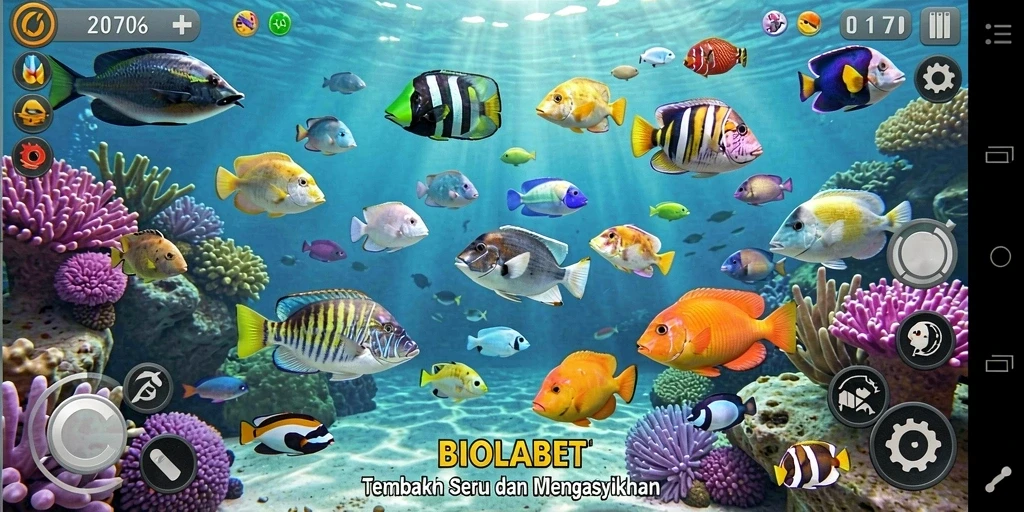 Screenshot gameplay mendebarkan dari BIOLABET Tembak Ikan.