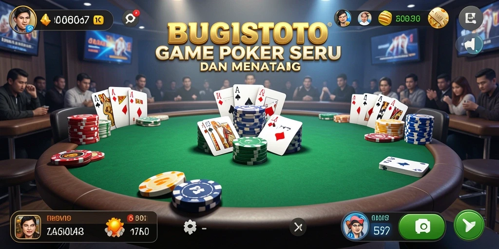 Tampilan permainan Poker yang seru dan menarik dalam BUGISTOTO.