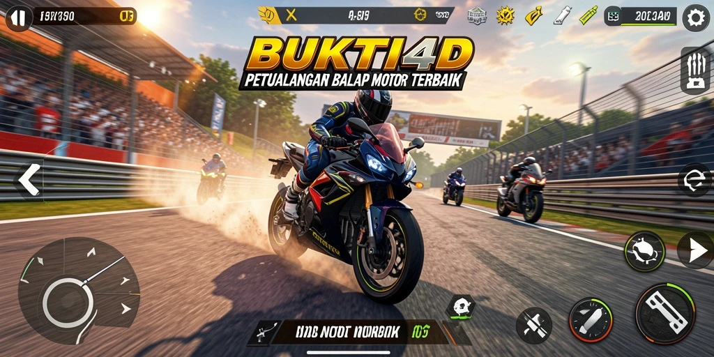 Gameplay seru BUKTI4D dengan balap motor yang menantang.