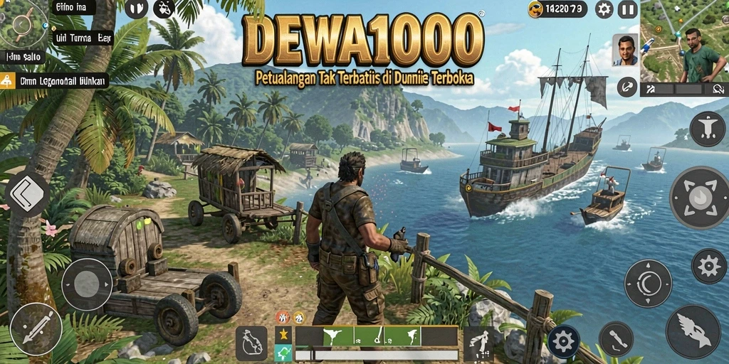 Screenshot gameplay DEWA1000 menampilkan petualangan seru di dunia terbuka.
