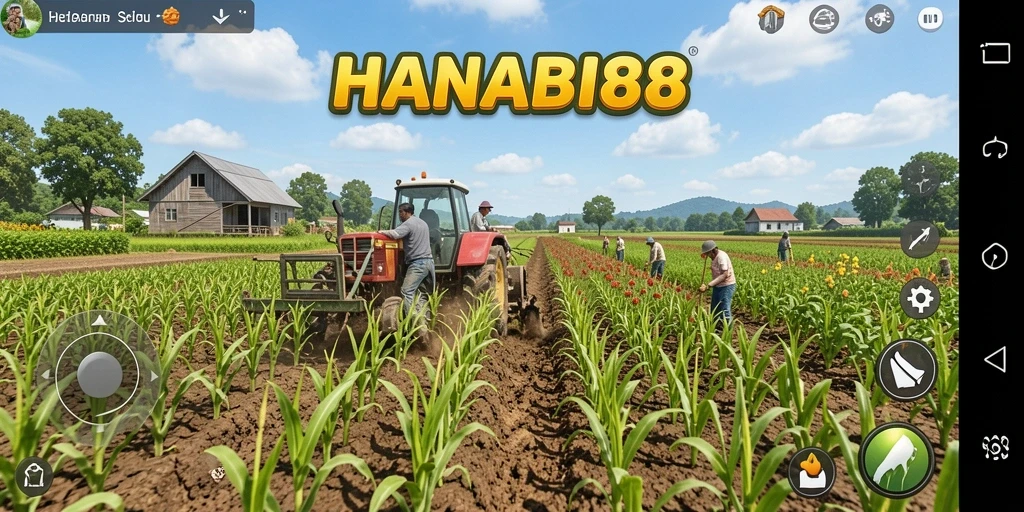 Screenshot utama <strong>HANABI88</strong> menampilkan kebun yang indah dan beragam tanaman.