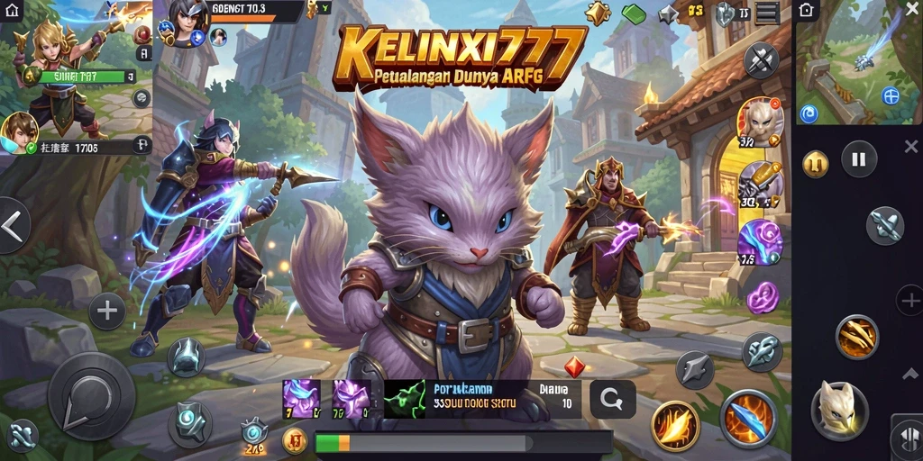 Tangkapan layar gameplay seru KELINCI777 yang menunjukkan aksi pertarungan ARPG.