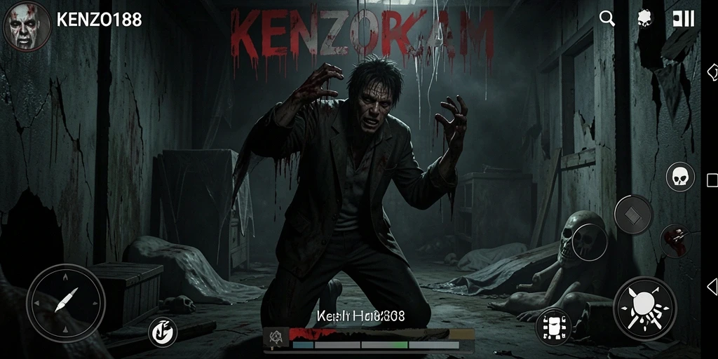 Gameplay KENZO188 yang mencekam dengan suasana horor yang menakutkan.