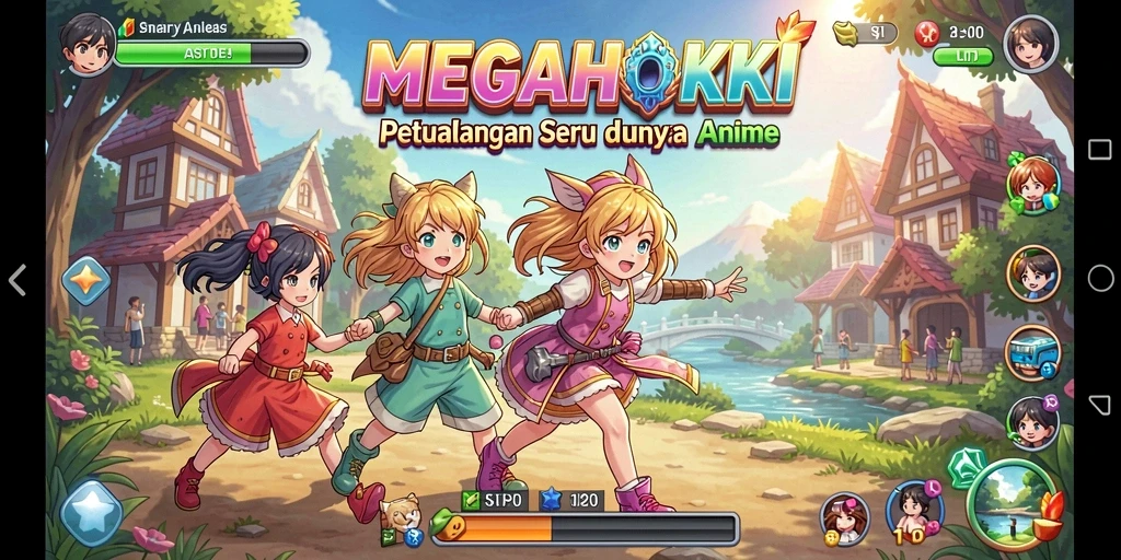 Gameplay seru MEGAHOKI dengan karakter anime menarik.