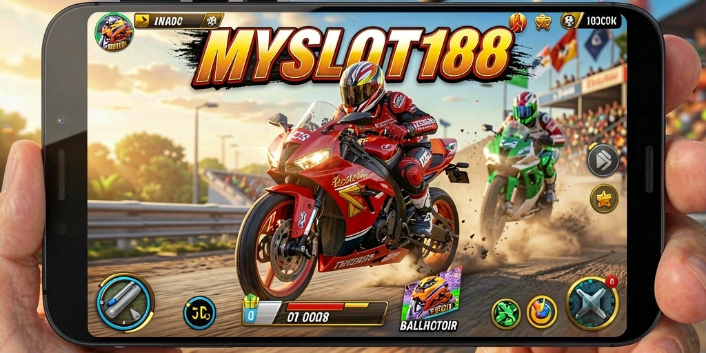 Gameplay menarik MYSLOT188 dengan balapan motor yang memacu adrenalin.