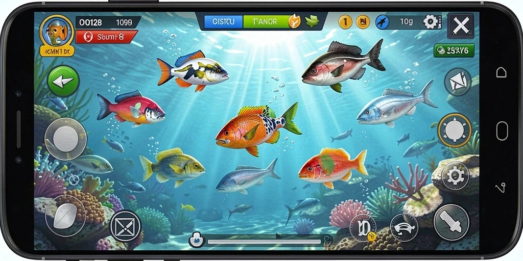 Tampilan dinamis dari gameplay Tembak Ikan di OLX128.