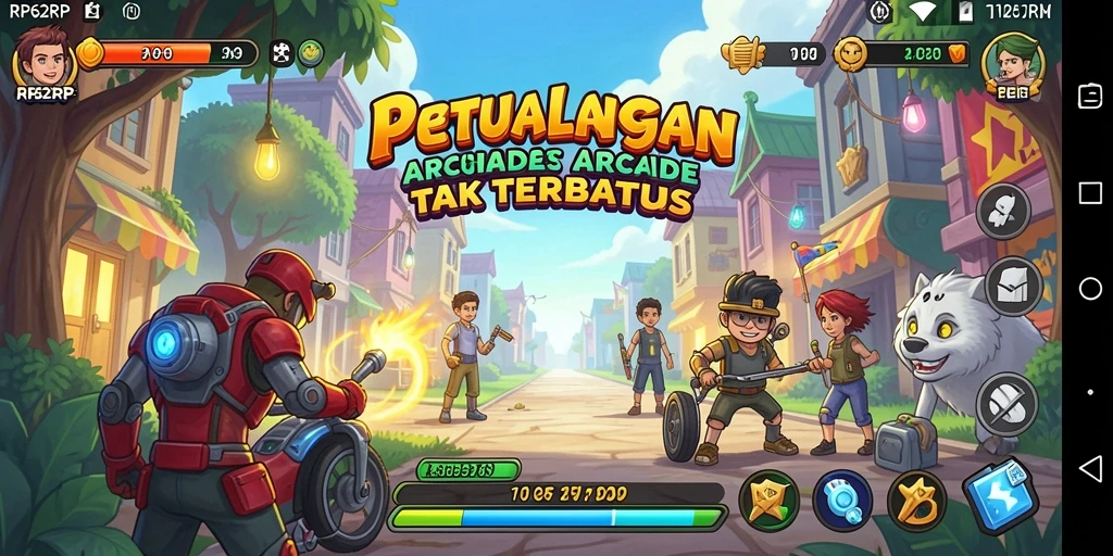Screenshot menunjukkan aksi seru gameplay arcade RP62RP.