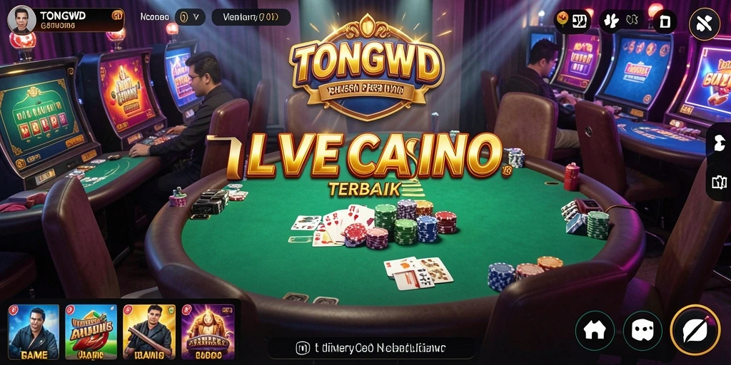 Screenshot TONGWD menampilkan dealer langsung dalam aksi permainan kasino.