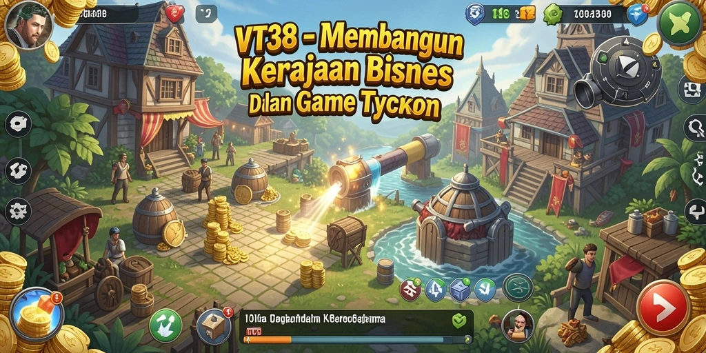 Tampilan gameplay VT38 menunjukkan keseruan membangun bisnis.
